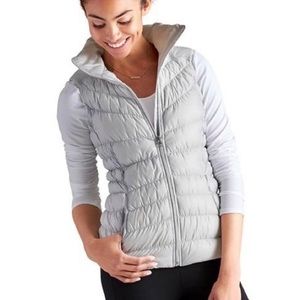 Athleta Downalicious Goose Down Puffer Vest in Baby/Powder Blue Size Large